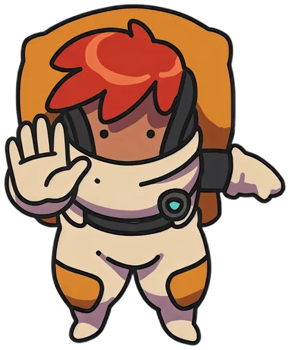 Oli, the Endura player character: an astronaut in an orange suit raising one hand